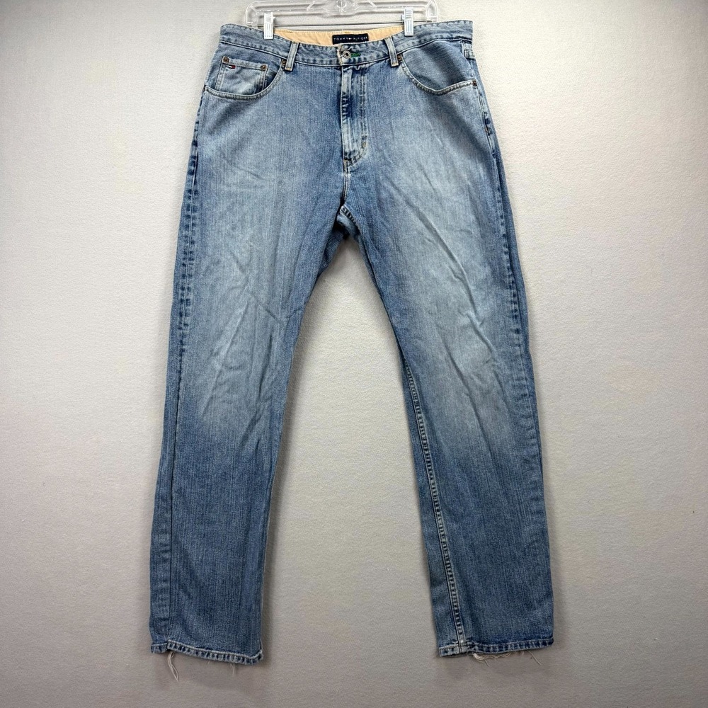 Tommy Hilfiger Jeans Mens 36x34 Blue Denim Pants Cotton Freedom Fit Straight Y2K